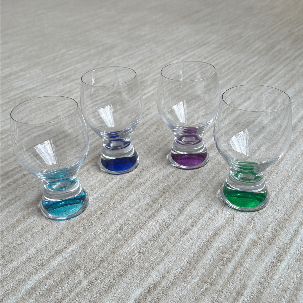 Vintage Set of 4 Colony Calypso Multi Color Drinking Glasses Cocktail Tumblers